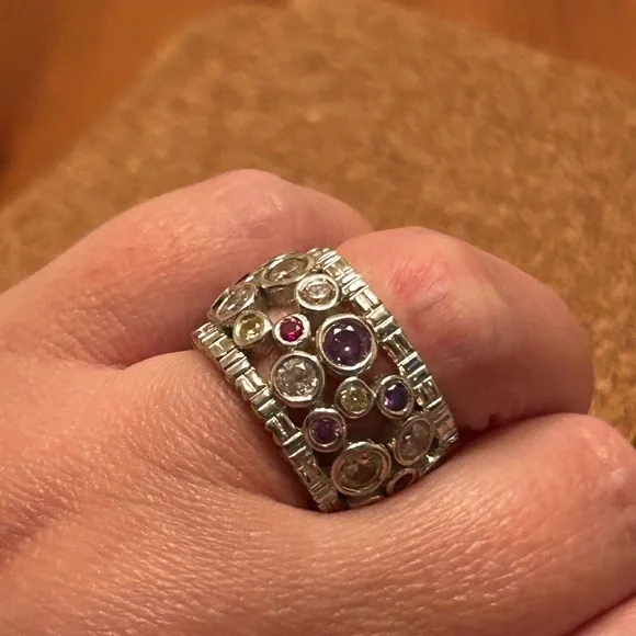 Multi Coloured Gemstone Ring - Picture 4 of 7